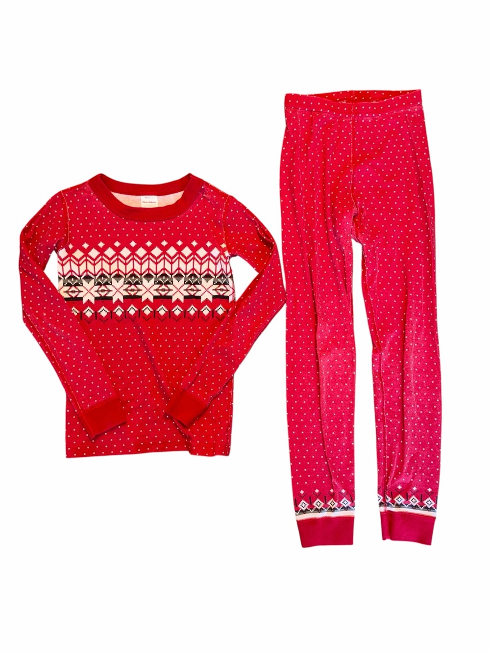 Hanna Andersson Red Fair Isle Holiday Kids’ Pajama Set, Size 8